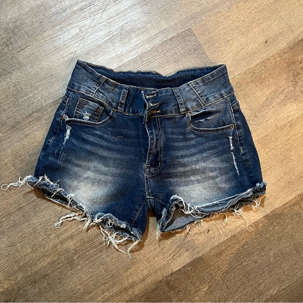 🖤Blue Frayed Hem Jean Shorts
